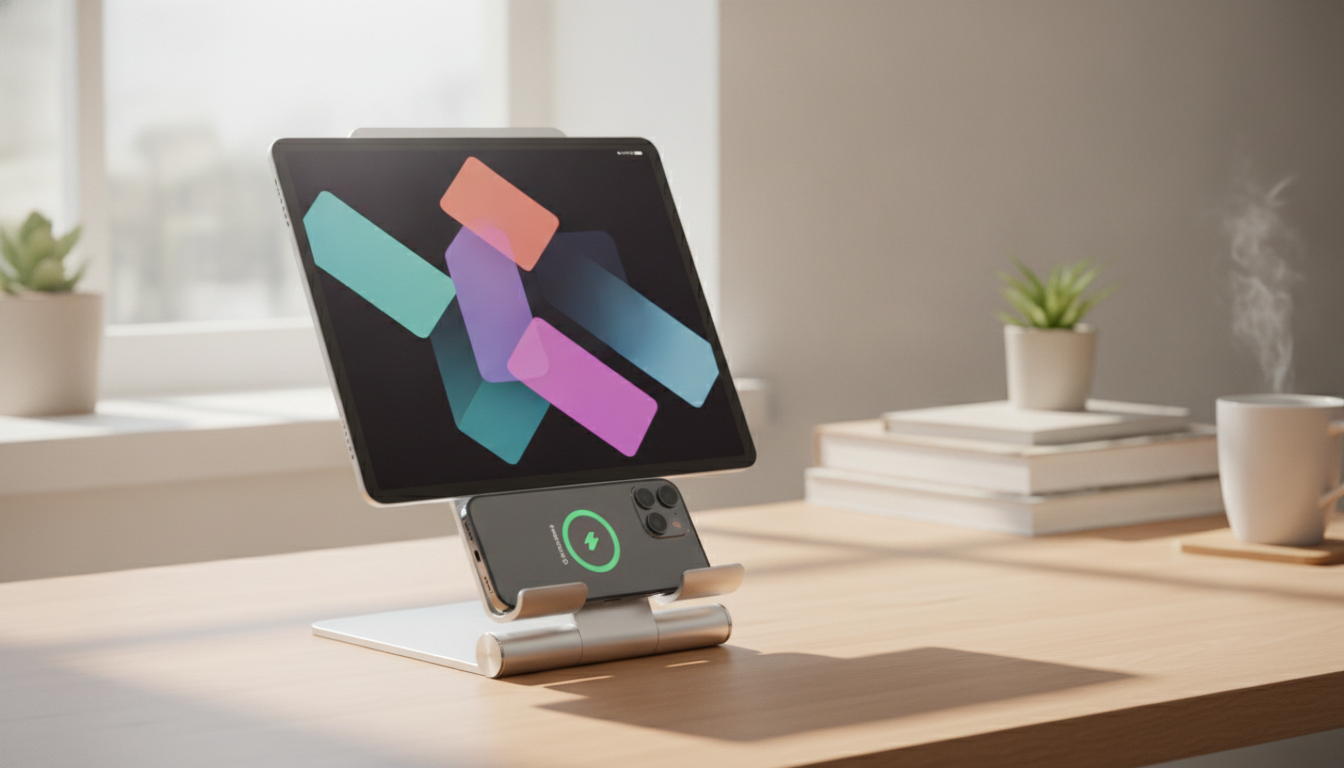 2-in-1 Wireless Stand: iPad Display + Phone Charging